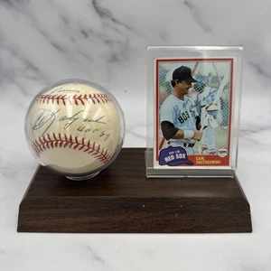 Signed Carl Yastrzemski Baseball HOF + Topps Card 110 MLB Boston Red Sox - Picture 1 of 6