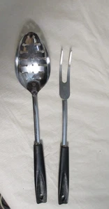 2 Vintage Ekco Utensilien - Schlitzlöffel und Serviergabel - Bild 1 von 8
