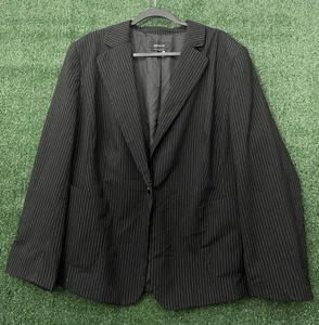 Blazer Jones New York Mujer Elástico Top Chaqueta Rayas Negro Un Botón Talla 24W - Imagen 1 de 12