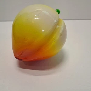 MCM Art Glass PEACH Fruit Orange Yellow 3.5"X5" Kitchen Decor - Picture 1 of 8