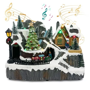 Village House Tree Figurine With Music and Light, Moving Tree and Train Displ... - Picture 1 of 6