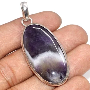 Chevron Amethyst 925 Silber plattiert Handarbeit Anhänger 2" elegant Geschenk GW - Bild 1 von 3