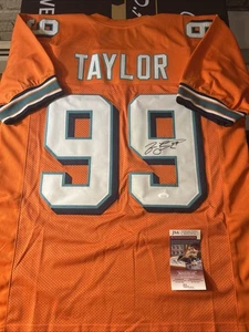 JASON TAYLOR MIAMI DOLPHINS SIGNED AUTOGRAPH AUTO NFL JERSEY JSA COA - S04 - Picture 1 of 6