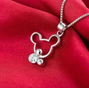 2Ct Round Cut Simulated Diamond Fancy Mickey Mouse Pendant 14k White Gold Plated - Picture 1 of 4