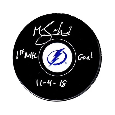 Mathieu Joseph autographed signed inscribed puck NHL Tampa Bay Lightning PSA COA - Image 1 of 3