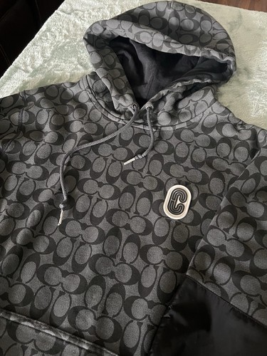 Coach Felpa con Cappuccio Unisex Blu Nero