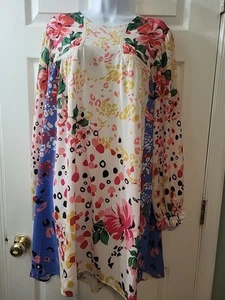 Sz XL Umgee Women’s Floral Oversized Swing Dress Bell Sleeves Lace Trim Boho - Picture 1 of 7