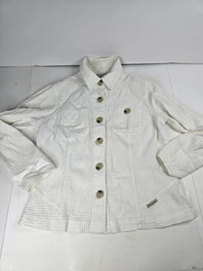 Columbia Shirt Women’s XL White Button-Up Blouse Jacket Top Big Buttons Outdoor - Picture 1 of 11