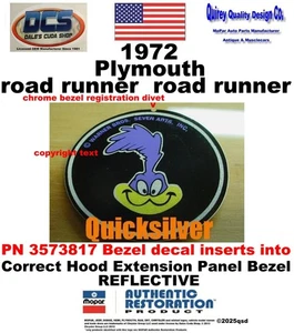 1972Plymouth Road Runner GTX REFLECTIVE Hood Panel Emblem Decal NEW MoPar USA - Bild 1 von 2
