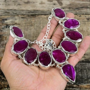 Beautiful Ruby Lab-Created Handmade 925 Sterling Silver Jewelry Necklace jewelry - Picture 1 of 5
