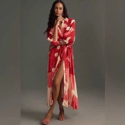 Plus 1X Maeve x Anthropologie The Mona Camisa Maxi Vestido Lino Cinturón Foto 1 de 4