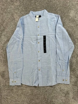 Banana Republic Shirt Mens Medium Blue White Linen Cotton Button Up New - Image 1 of 4