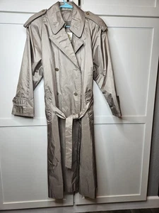 Vintage Fleet Street Trench Coat Women's Sz 10 Shiny Khaki Tan Double Breasted - Picture 1 of 13