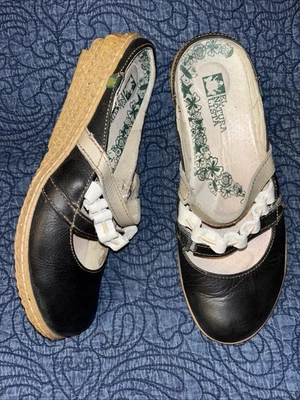 Zueco El Naturalista 40 9 Mary Jane Cuña Cuero Mula Tirantes Sin Cordones Azul Marino Artístico Foto 1 de 4