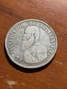 BOLIVIA MELGAREJO 1865 ARGENTO CIRCOLATO - Foto 1 di 2