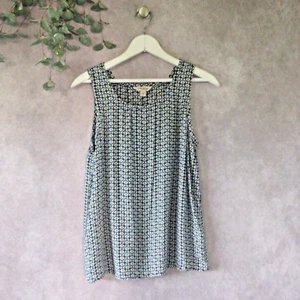 Camisa Pullover Geométrica Azul Sin Mangas Pequeña Lucky Brand Damas Informal - Imagen 1 de 6