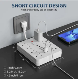 14-in-1 Power Strip – 4 AC Outlets, 6 USB (2 Type-C), Surge Protection - Picture 1 of 8