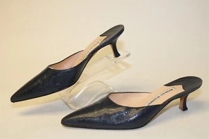 Manolo Blahnik Womens 6.5 36.5 Pointed Toe Kitten Mules Italy Made NO HEEL CAPS - Picture 1 of 24