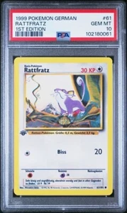 PSA 10 RATTFRATZ 61 BASE SET GERMAN 1ST EDITION POKEMON - Picture 1 of 2