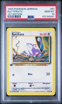 PSA 10 RATTFRATZ 61 BASE SET GERMAN 1ST EDITION POKEMON - Image 1 of 2