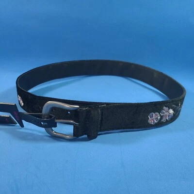 Cinturón de terciopelo negro sin límites bordado de cuero sintético para mujer S/m L XL 2x Foto 1 de 3