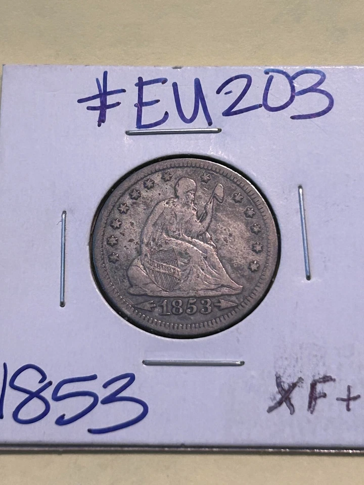 1853 Seated liberty 25C  Arrows nice original  XF++ - Image 1 of 2