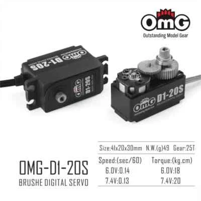 OmG-D1-20S 20kg D1-15S 15kg Digital Brushed Servo Short Body for 1:10 Drift Car - Image 1 of 4