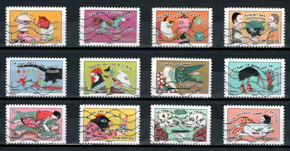 France 4338-49 Animal Proverbs & Idioms (12 USED stamps of 2013) - Image 1 of 1