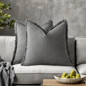 Fundas de Almohada de Lino con Borlas Flecos Decorativas Tiro de Almohada Rústico H9J2 - Imagen 1 de 18