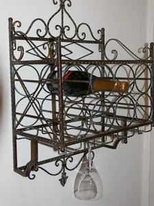 French WROUGHT IRON WINE RACK display ANTIQUE BROWN NEW - Picture 1 of 9
