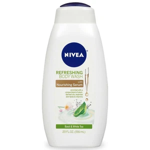 NIVEA Basil and White Tea Body Wash with Nourishing Serum, 20 Fl Oz Bottle - Picture 1 of 13