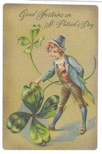Vintage St Patrick's Day Postcard RETRO Textured NEW REPRINT Antique Fortune - Picture 1 of 2