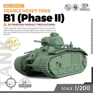SSMODEL SS651 1/200/350/700 Militär Modellbausatz Frankreich B1 schwerer Panzer (Phase II) - Bild 1 von 24