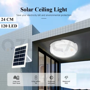 100W 120LED Solar Powered LED Ceiling Light Bedroom Garden Garage Shed Tent Lamp - Picture 1 of 15