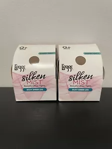 Leggs Silken Mist Size Q+ Nude Silky Sheer Leg Shaper Panty Sheer Toe NEW 2 Pair - Picture 1 of 4