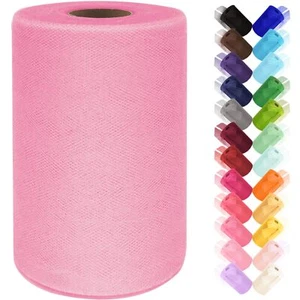 Pink Tulle Fabric Rolls 6 Inch by 100 Yards 300 ft Tulle Ribbon Netting Spool... - Picture 1 of 7