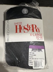 NWT Nordstrom Girls Sheer Black Nylon/Spandex Hosiery X-Large 10-14 Style 34003 - Picture 1 of 3