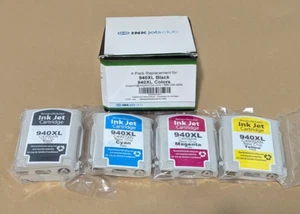 Confezione da 4 cartucce inchiostro stampante 940XL nero e colore per HP 940 XL Ink Jets Club - Foto 1 di 1