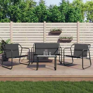Garten Lounge Set Gartenmöbel Sitzgruppe 4tlg. mit Kissen Anthrazit Stahl vidaXL - Bild 1 von 12