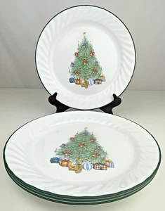 Juego de 4 platos Corelle Navidad vacaciones Magic Corning 10,25" árbol oso usado en excelente estado - Imagen 1 de 13