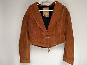 FRONTIER COLLECTION Womens Size M Leather Suede Western Fringe Jacket USA - Picture 1 of 15