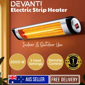 Devanti 2000W Electric Radiant Strip Heater Indoor Outdoor w/ Remote Control - Picture 1 of 9