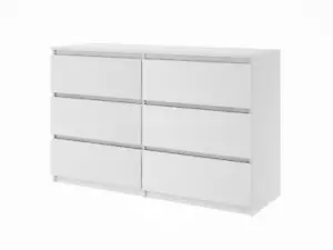 Kommode mit 6 Schubladen Sideboard Schrank Anrichte Highboard 120 weiß holz - Bild 1 von 8