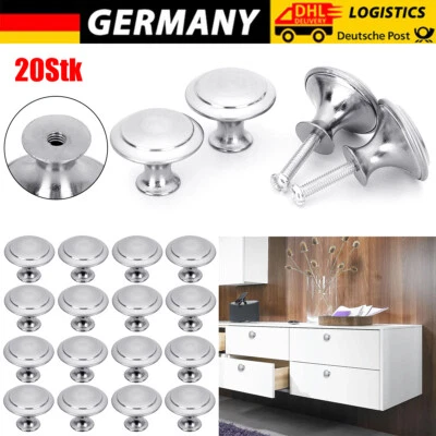 20X Möbelknöpfe Schrankknöpfe Edelstahl Schubladenknöpfe mit Schrauben Türknauf - Bild 1 von 4