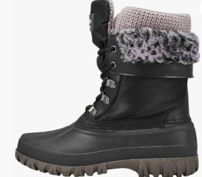 Botas de inverno impermeáveis Cougar tamanho 9 preto/CHEETAN colcha Carlisle com cadarço - Imagem 1 de 2