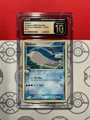 NEW CGC 10 PRISTINE 2003 Pokemon EX Ruby & Sapphire Wailord #14 PSA 8019 - Image 1 of 4