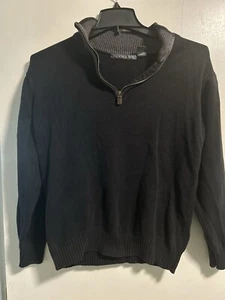 Oscar de La Rento maglione zip 1/4 uomo taglia large nero - Foto 1 di 3