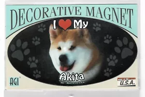 I LOVE MY AKITA MAGNETIC OVAL DOG / PET SIGN. COMBINED SHIPPING. - Picture 1 of 2