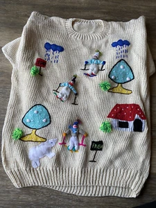 Neu aus altem Lagerbestand Kinderpullover Magd peruanischer Arpillera - Bild 1 von 12