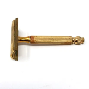 Vintage Gillette Ball End Tech Gold Tone Double Edge Safety Razor Made in USA! - Picture 1 of 5